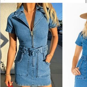 Denim Zip-Up Mini Dress